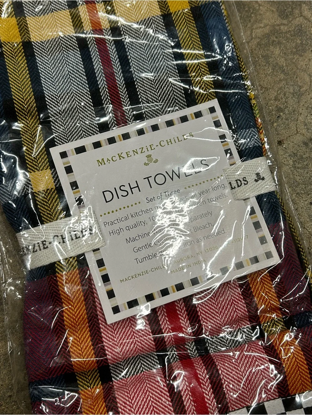 MacKenzie-Childs Tartan Check woven dish towels assorted set of 3 NIP - Picture 5 of 5